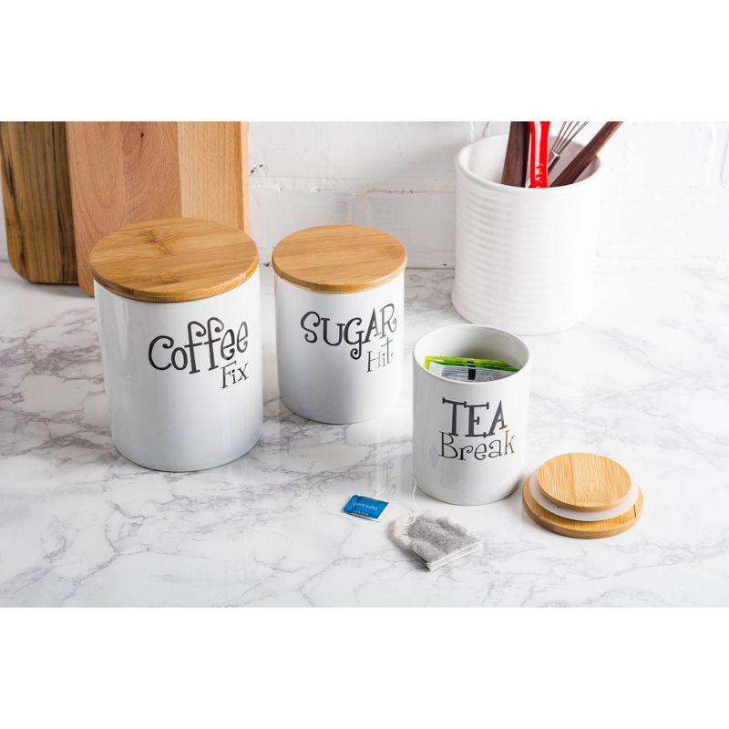 Everly Quinn 3 Pcs Ceramic Canisters Set for Sugar Coffee Tea, Luxurious Storage Containers Sets with Lids (Set of 3)