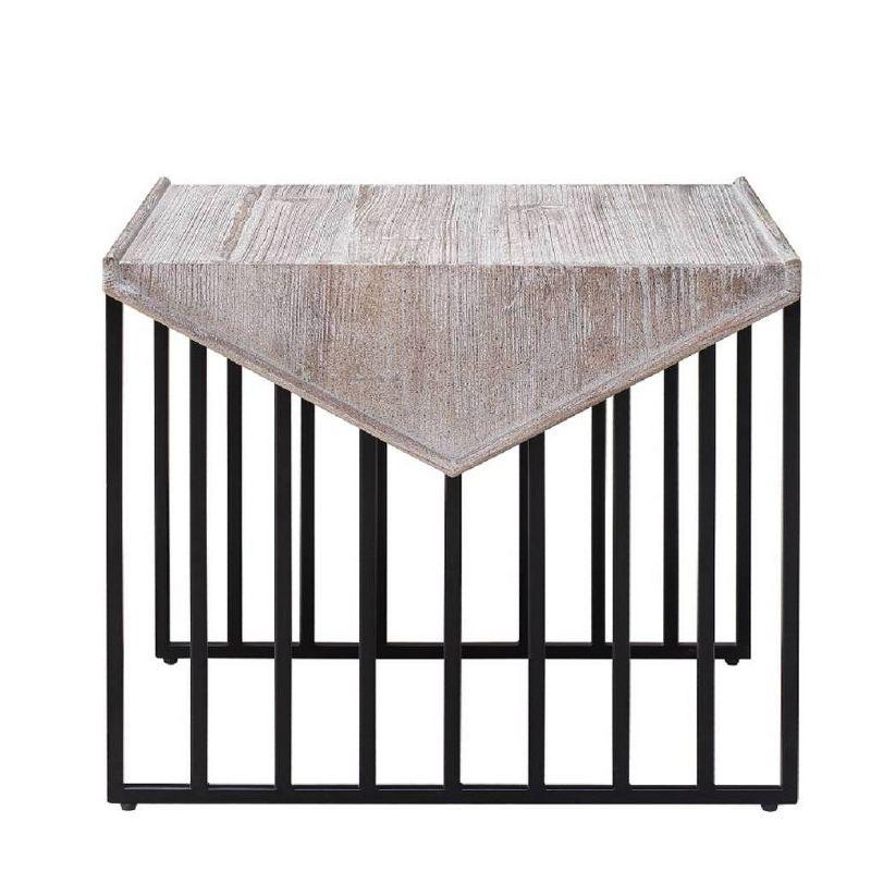 16" Sandra Wood Corner Table Natural Gray - Boraam: Reclaimed Pine, Black Metal Base, Industrial Design
