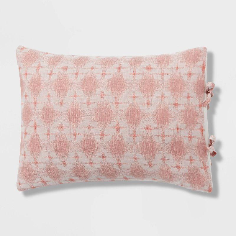 Full/Queen Yarn Dye Ikat Duvet Cover and Sham Set Ivory/Mauve - Threshold™: Cotton Slub, Zippered, Oeko-Tex Certified