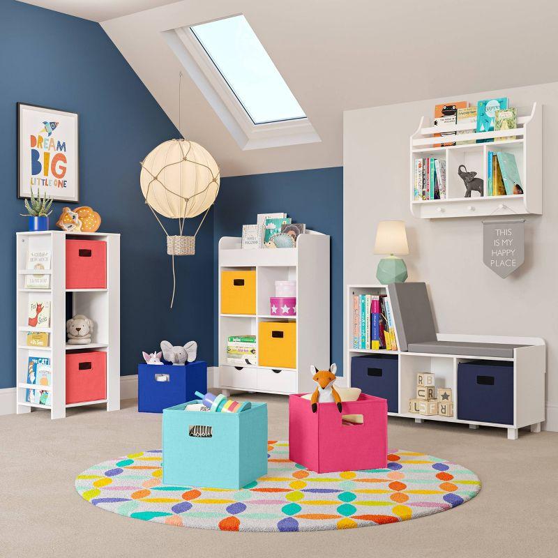 Kids' White and Golden Yellow Cubby Storage Tower with Bookshelves