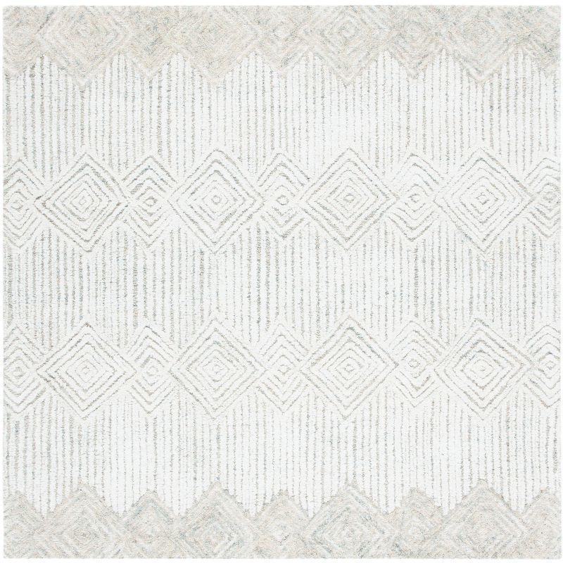 Ivory Elegance 6' Square Hand-Tufted Wool Area Rug