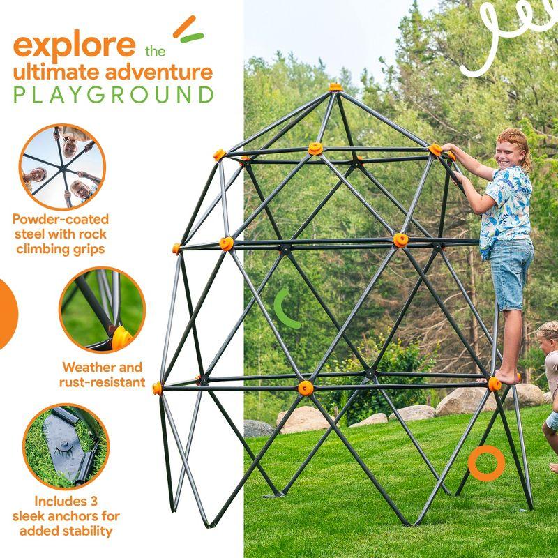 gobaplay Large Powder Coated Steel Geometric Climbing Dome with 3 Sleek Anchors and 150 Pound Weight Capacity for Kids 3 to 10 Years Old