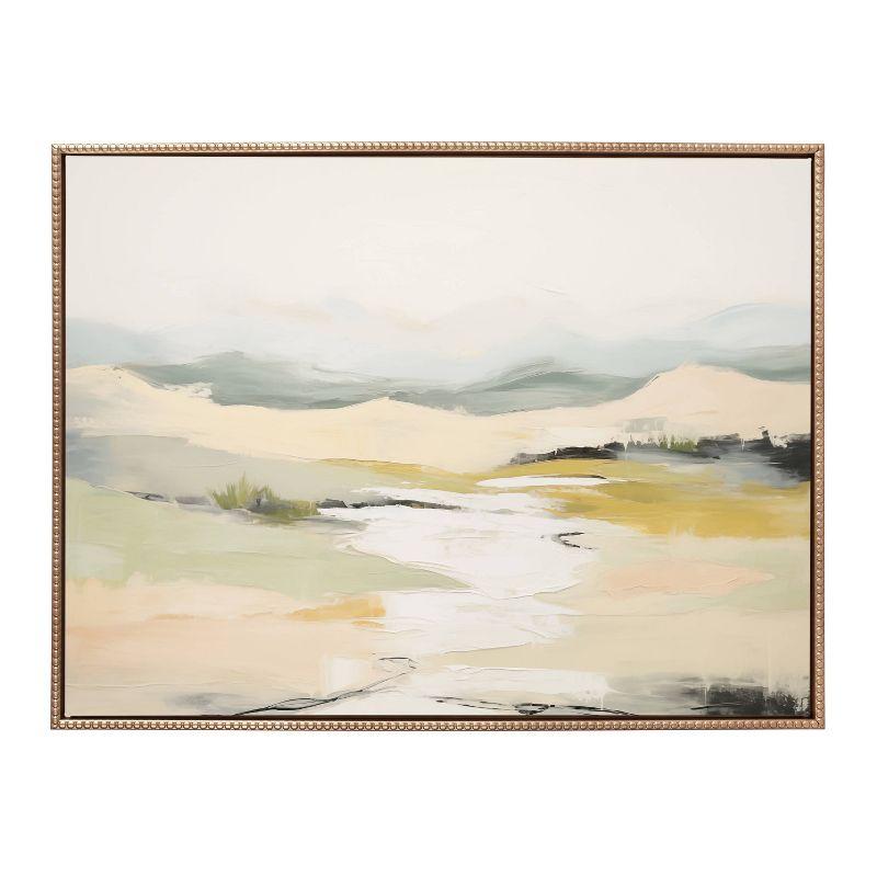 Kate & Laurel All Things Decor 31.5"x41.5" Sylvie Beaded Tranquil Landscape I Framed Canvas by Amy Lighthall Gold