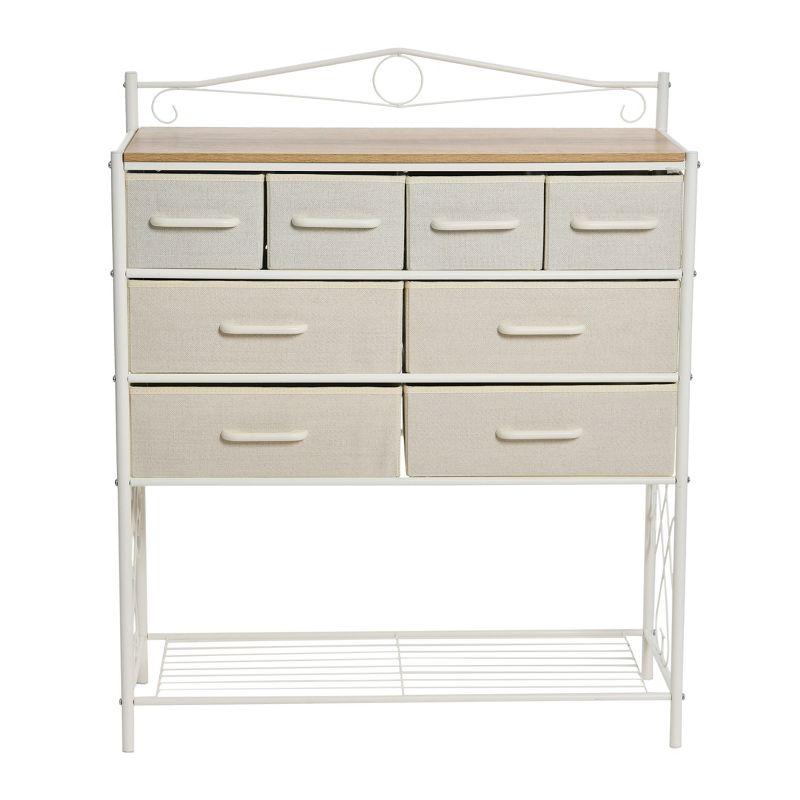 Victorian Style 8-Drawer and Bottom Shoe Shelf Storage Organizer Unit, White and Coastal Oak Color