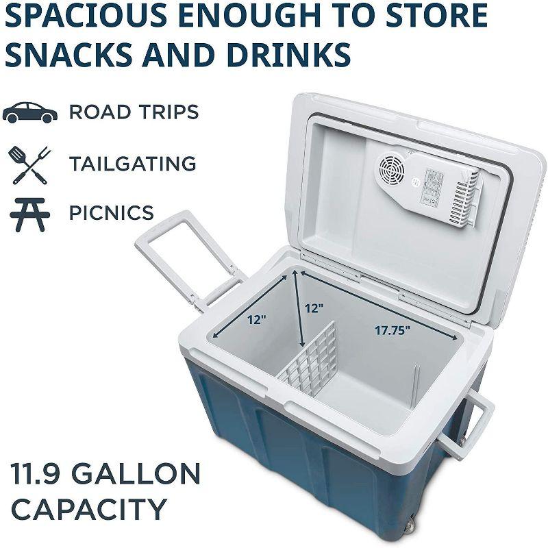 Ivation 45L Blue Electric Cooler with Wheels and Handle