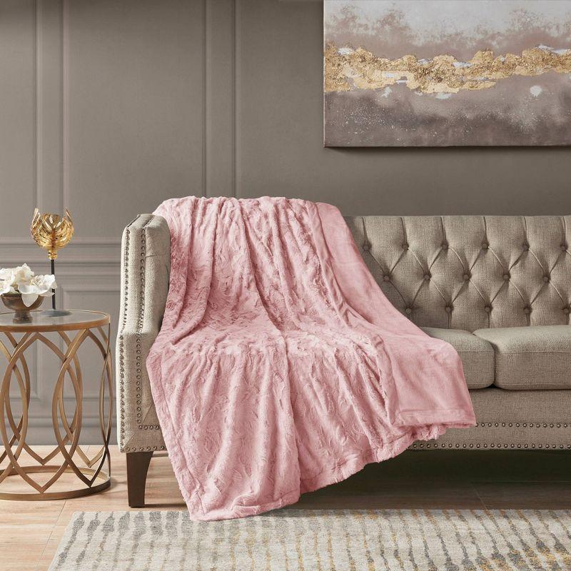 60"x70" Oversized Marselle Faux Fur Throw Blanket - Madison Park