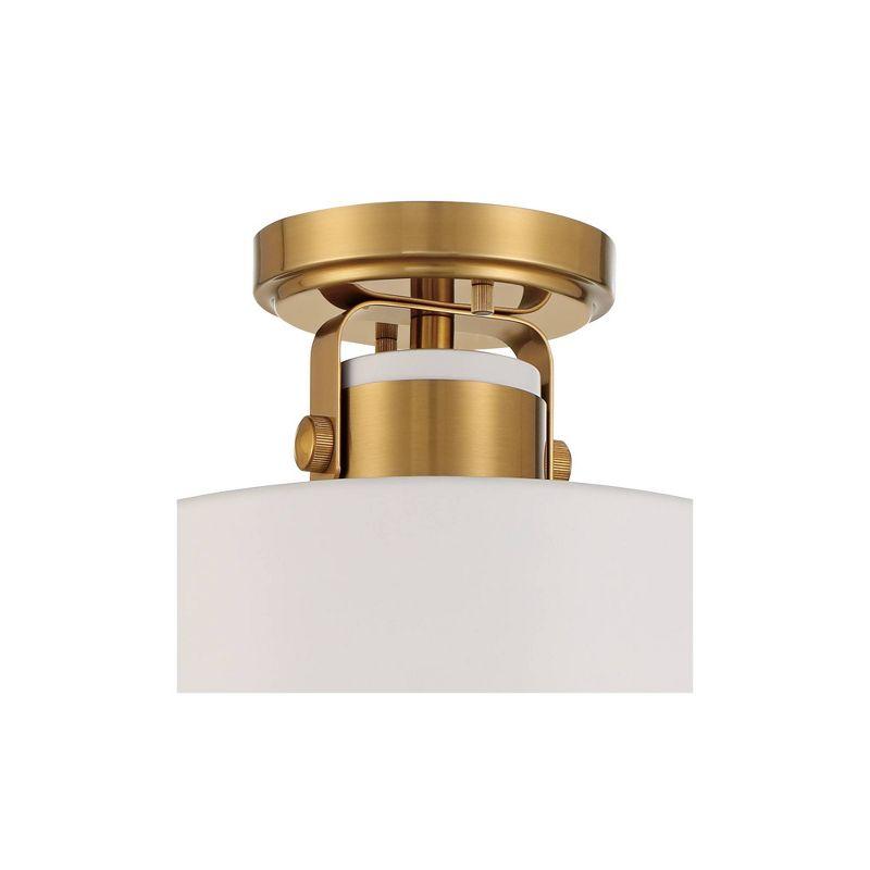 Possini Euro Design Courtney Modern Ceiling Light Semi Flush Mount Fixture 10" Wide Soft Gold Metal White Drum Shade for Bedroom Kitchen Living Room