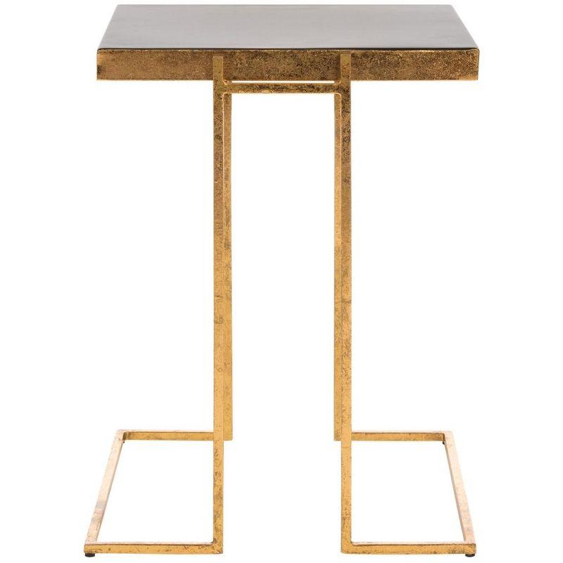 Amarylis Greek Key Side Table - Black Enamel/Gold - Safavieh.