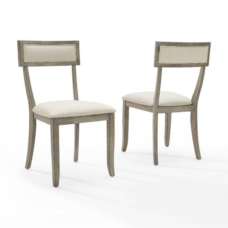 Crosley Set of 2 Alessia Dining Chairs Rustic Gray Wash: Upholstered, Rubberwood Legs, Foam Padded