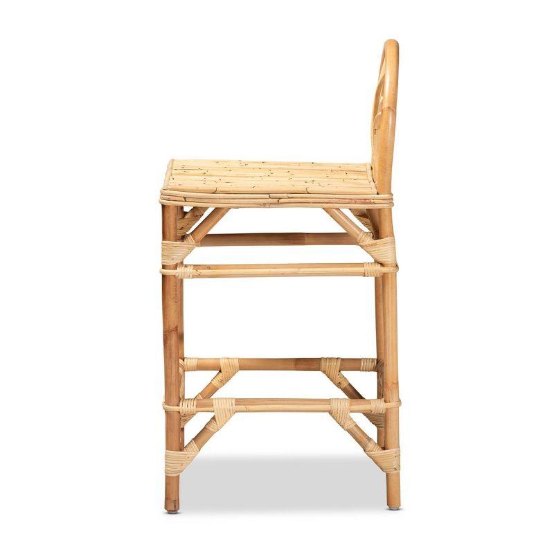 Seville Rattan Counter Height Barstool Natural - bali & pari: Handmade, Curved Backrest, Footrest, No Assembly Required