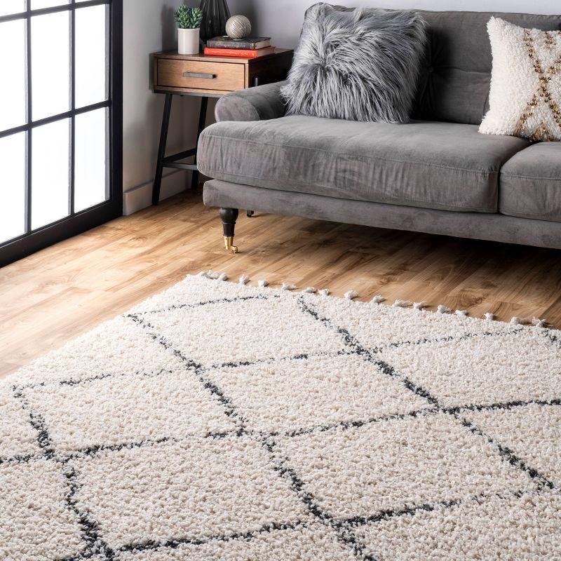 Nuloom Jessie Trellis 5x8 Indoor Area Rug for Living Room Bedroom Dining Room, Off White/Charcoal