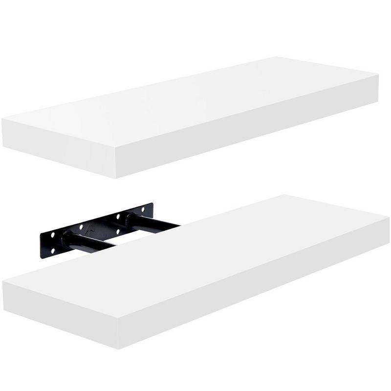 Elegant White Floating Mantel Wall Shelf Set