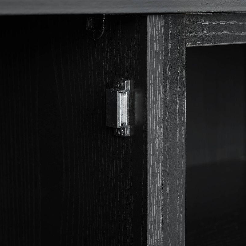 Crosley Camden Corner TV Stand for TVs up to 50" with Fireplace Black : Mid-Century Modern, Adjustable Shelves, Cable Management