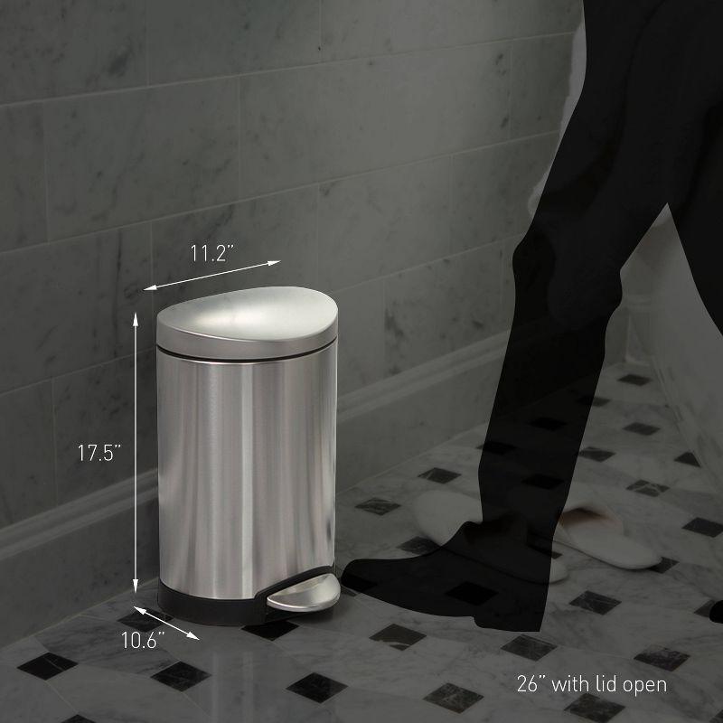 Brushed Stainless Steel Semi-Round Step Trash Can 2.6 Gallon