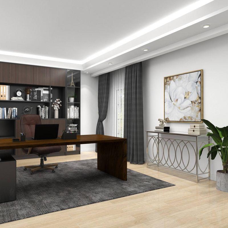 Mercer41 Metal Geometric Living Room Console Table with Mirrored Glass Top