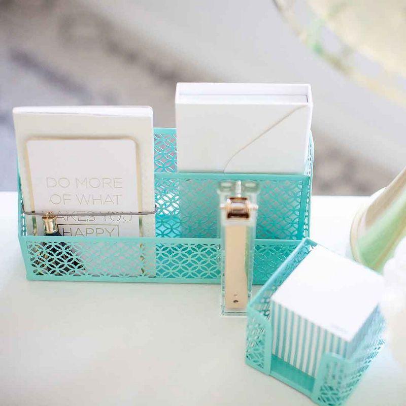 Blu Monaco Aqua 6 Piece Cute Desk Organizer Set - Desk Organizers and Accessories for Women - Cute Office Desk Accessories - Desktop Organization