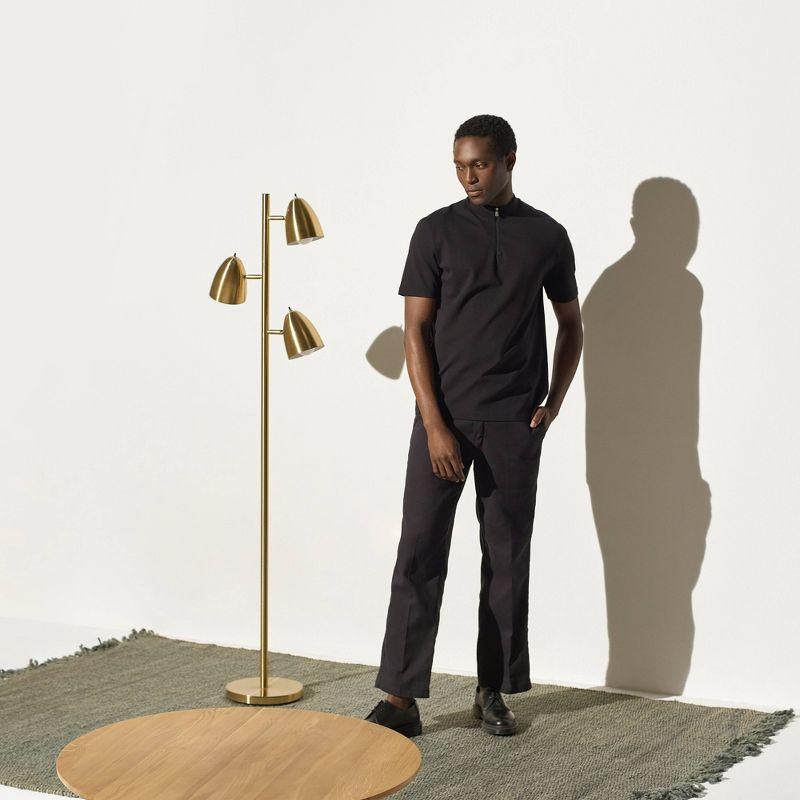 Brightech Jacob 64" Modern 3-Light Adjustable LED Floor Lamp with Gold Brass Finish and Metal Cone Shades, Bulbs Included