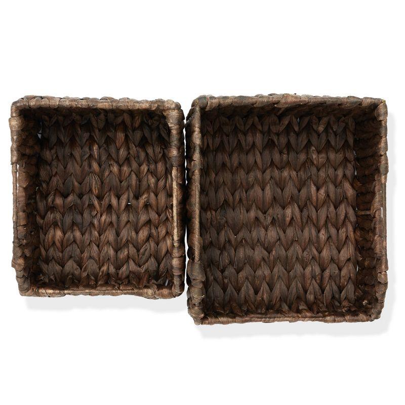 Casafield (Set of 2) Water Hyacinth Pantry Baskets with Handles, Medium and Large Size Woven Storage Baskets for Kitchen Shelves