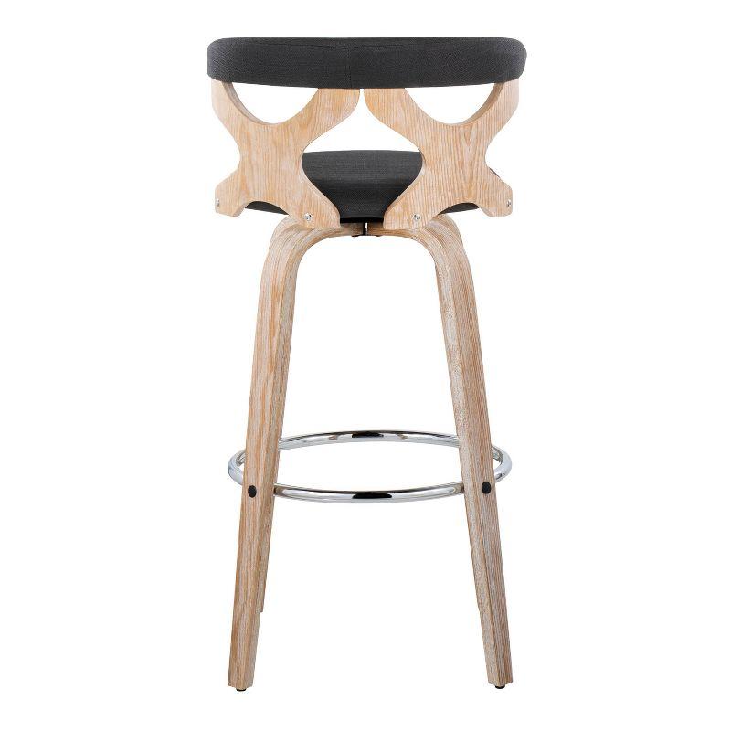 LumiSource Set of 2 Gardenia Barstools White Wash/Charcoal: Contemporary Swivel Counter Height Stools with Backs