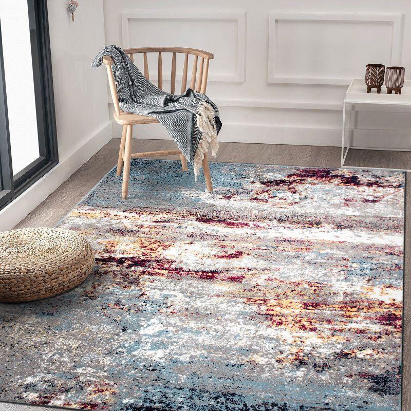 World Rug Gallery Distressed Abstract Watercolor Multi 5' x 7' Area Rug