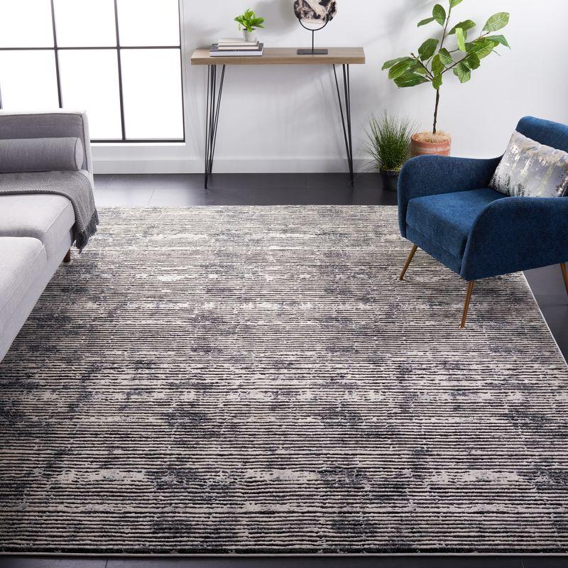 Gray High Pile Square Synthetic Area Rug