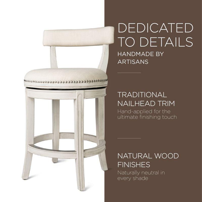 White Oak Swivel Counter Stool with Upholstered Seat