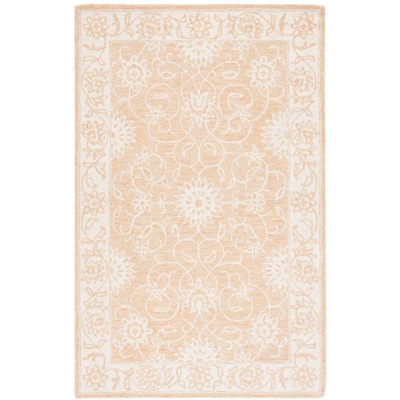 Ivory and Yellow Floral Hand-Tufted Wool 8' x 10' Area Rug