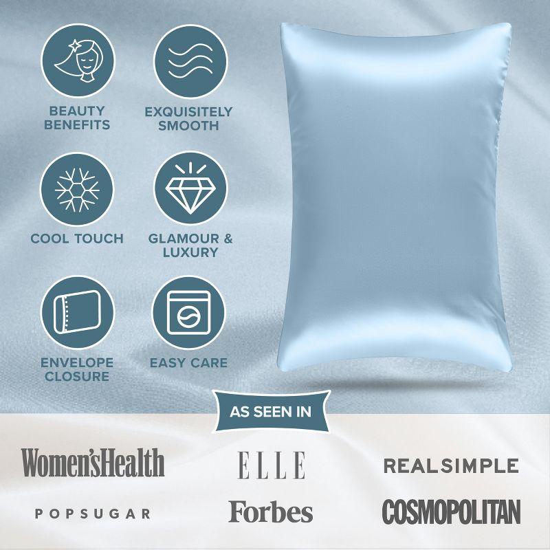 2 Pcs Standard - Envelope Light Blue Satin Pillowcase Set by Bare Home