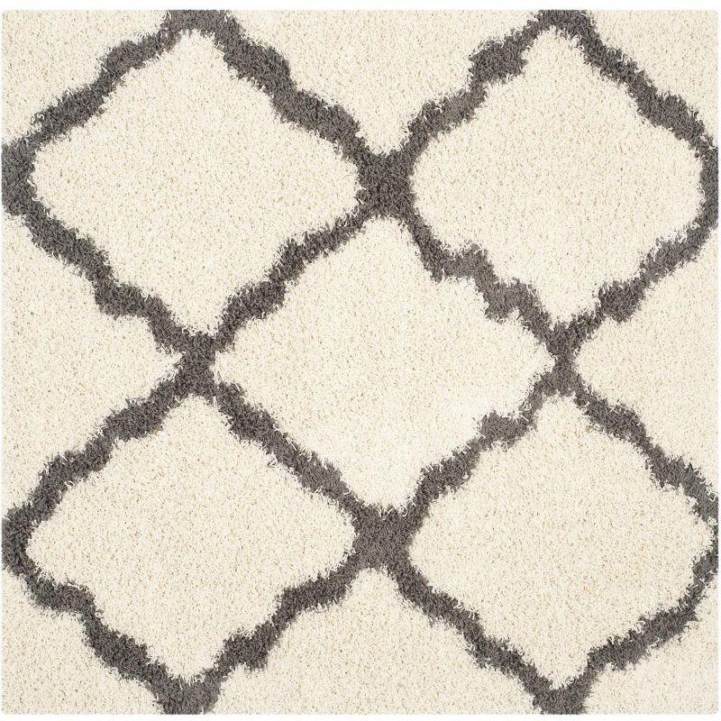 Dallas Shag SGD257 Power Loomed Indoor Area Rug - Ivory/Dark Grey - 6'x6' - Safavieh.
