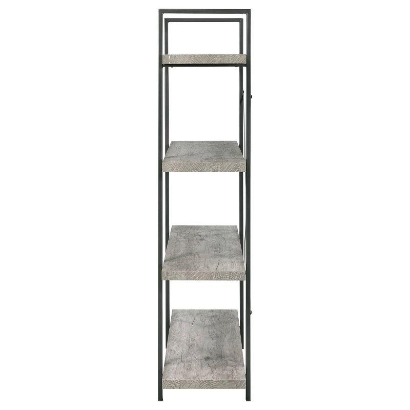 Pearl Silver 55" Transitional 4-Shelf Bookcase with Cross-Back Design