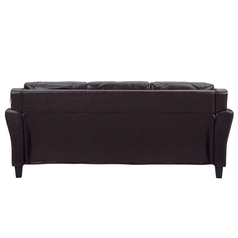 Helena Faux Leather Sofa Java Brown - Lifestyle Solutions: Upholstered, 3-Seater, Tufted Back, High-Density Foam