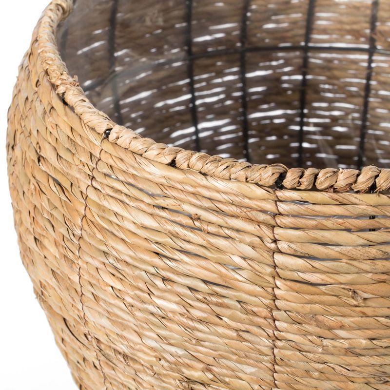 Vintiquewise Woven Round Flower Pot Planter Basket with Leak-Proof Plastic Lining