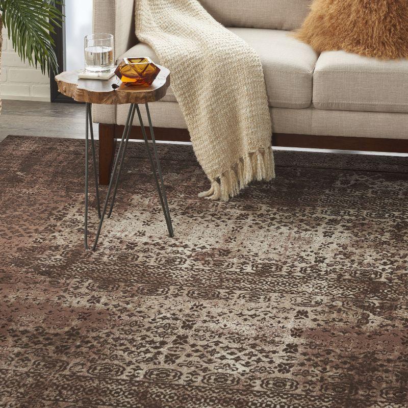 Latte Geometric 5' x 7' Stain-Resistant Synthetic Area Rug