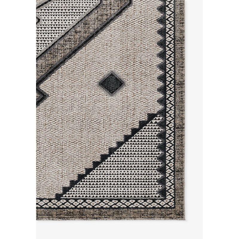 Momeni Ivory and Black Geometric Synthetic Area Rug 2' x 3'