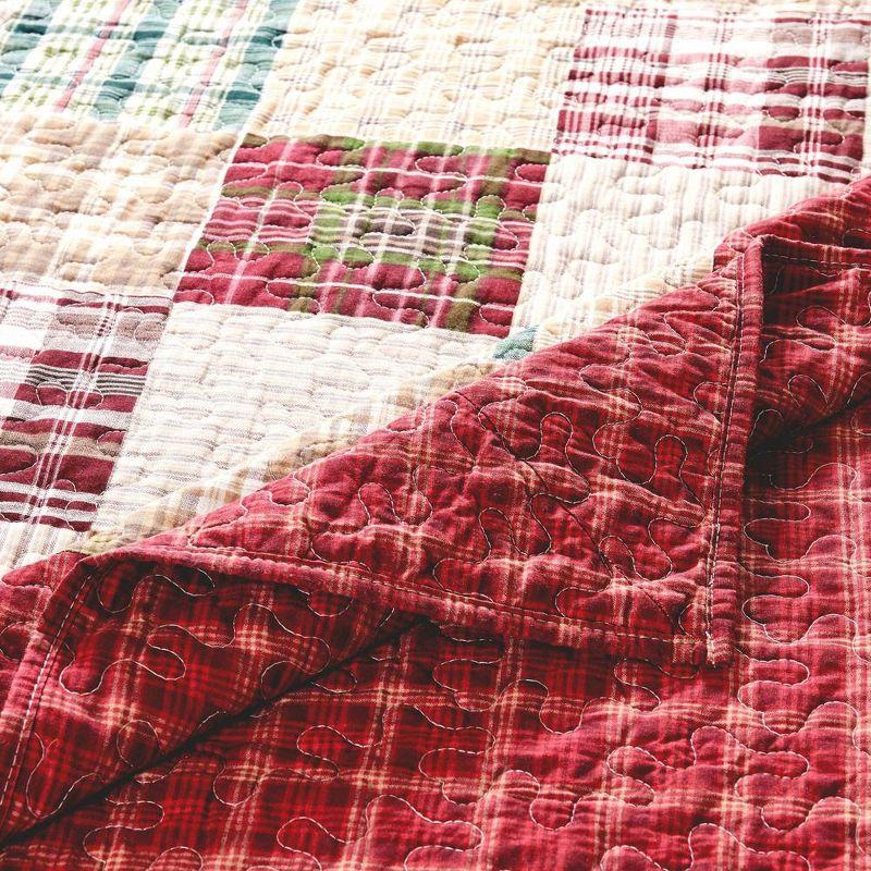 Greenland Home Fashions Oxford Plaid 100% Cotton Quilted Reversible Throw