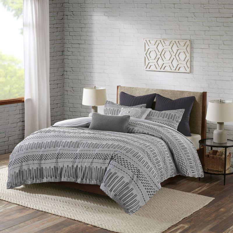 3pc Rhea Cotton Jacquard Duvet Cover & Sham Mini Set