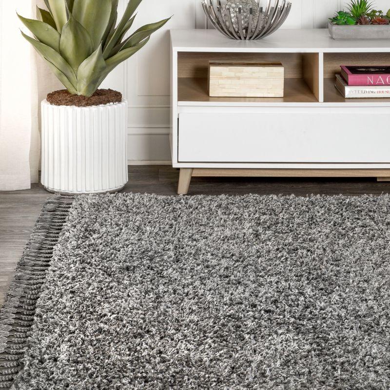 Merida Stacked Grid Shag Area Rug - JONATHAN Y