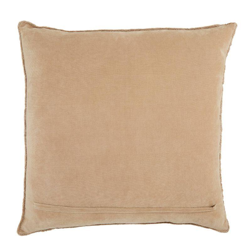 26"x26" Oversized Sunbury Down Square Throw Pillow Beige - Jaipur Living: Fringe-Trim, Art Deco Style