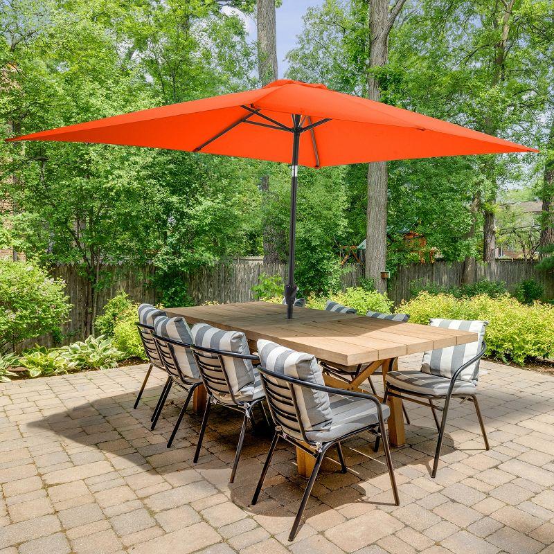 Pure Garden 10-ft Rectangular Patio Umbrella - Easy Crank Sun Shade with Push Button Tilt for Outdoor Furniture, Deck, Backyard, or Pool