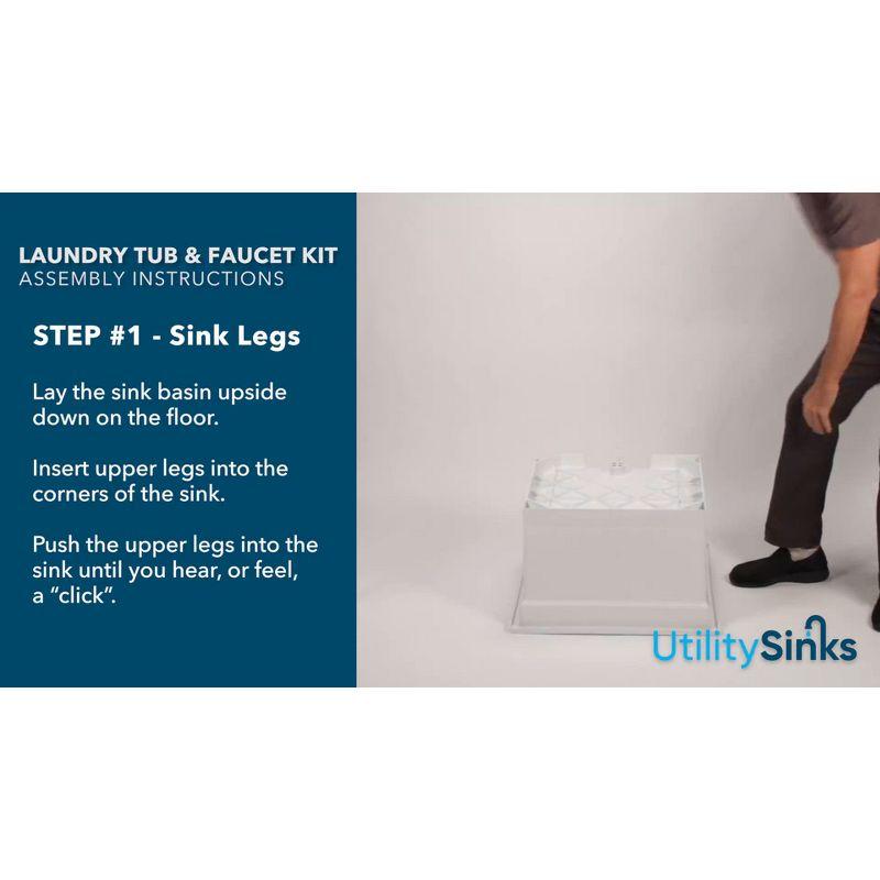 UTILITYSINKS Plastic 24" Freestanding Compact Utility Tub Sink for Workshop, Laundry Room, Garage, Greenhouse & Pet Wash Station, White