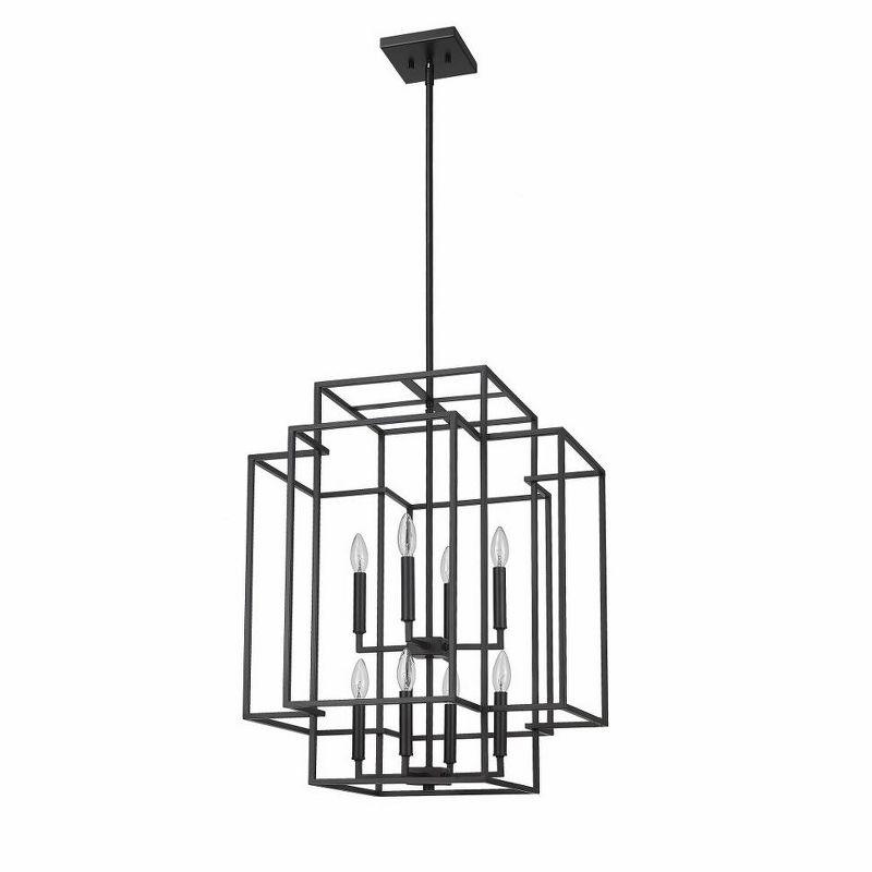 Titania Matte Black 8-Light Geometric Steel Chandelier