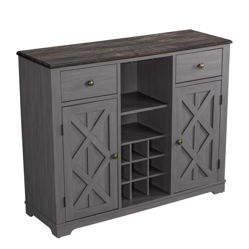 Festivo Modern Gray Wood 47" Bar Cabinet with Brushed Nickel Knobs