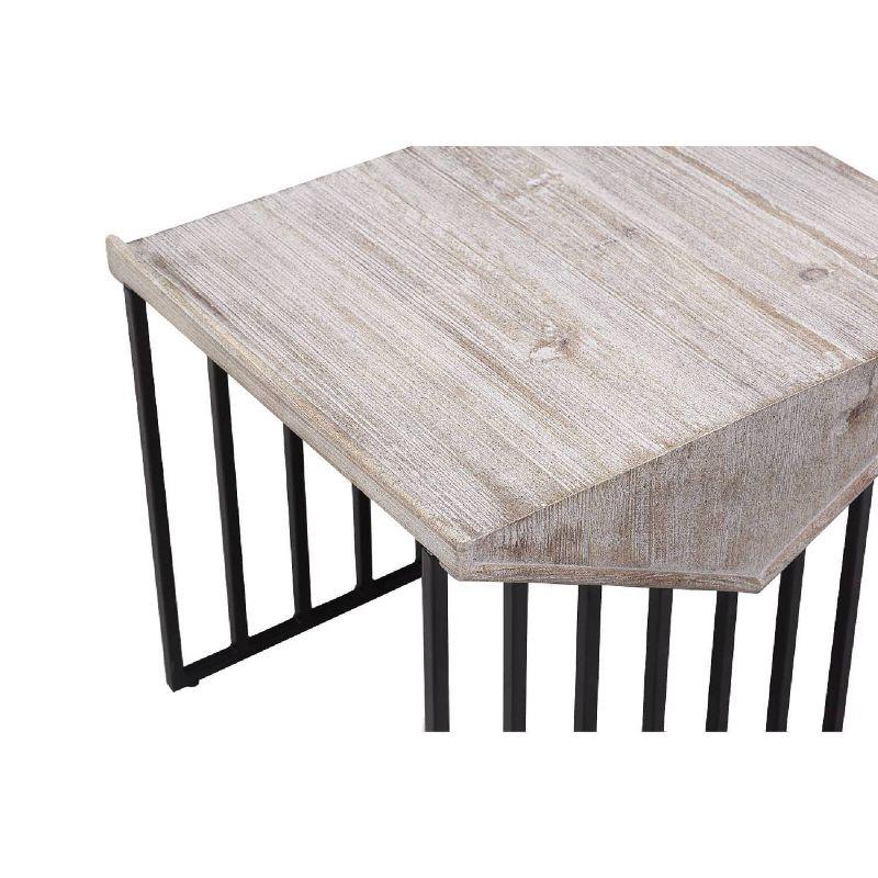 16" Sandra Wood Corner Table Natural Gray - Boraam: Reclaimed Pine, Black Metal Base, Industrial Design