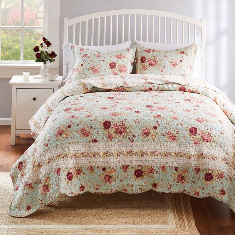 Antique Rose Cotton Reversible Quilt Set