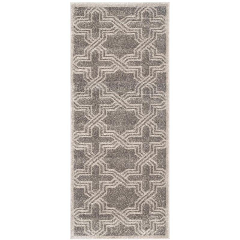 Grey and Light Grey Geometric Runner Rug 2'3" x 7'