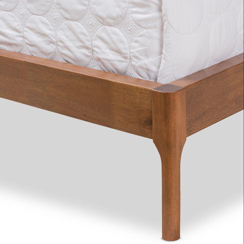 Brooklyn Mid Century Modern Walnut Wood Fabric Upholstered Platform Bed Beige - Baxton Studio