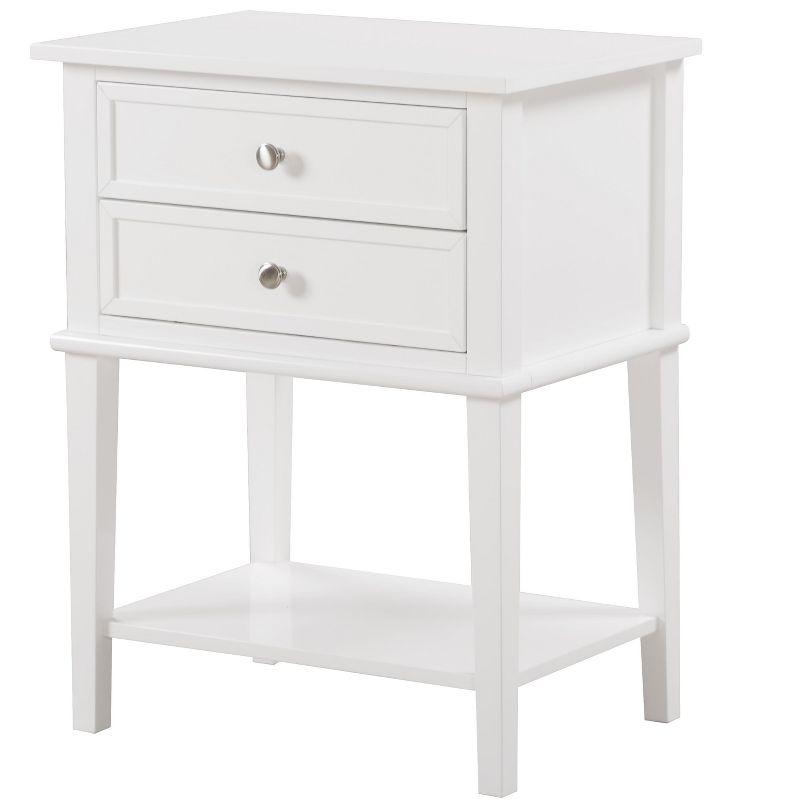 Newton Classic White 2-Drawer Nightstand in Solid & Manufactured Wood