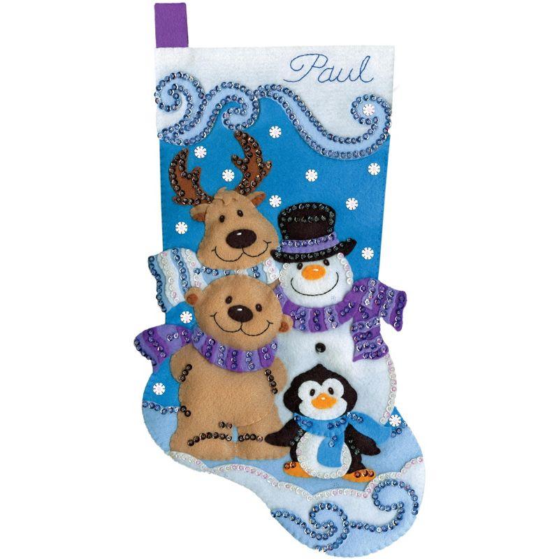 Design Works Felt Stocking Applique Kit 18" Long-Winter Friends