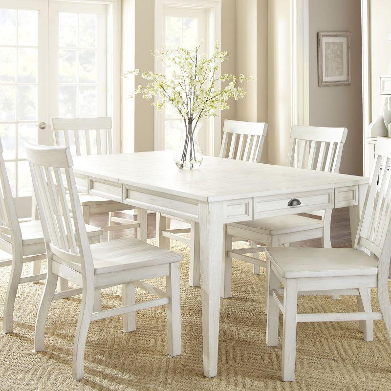 Cottage Charm Antique White Extendable Dining Table with Storage