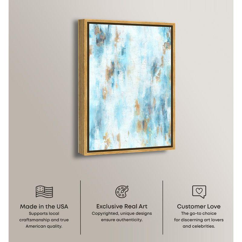 Art Remedy Textured Shades Blue Abstract Wall Art, 30" x 45", Gold Frame